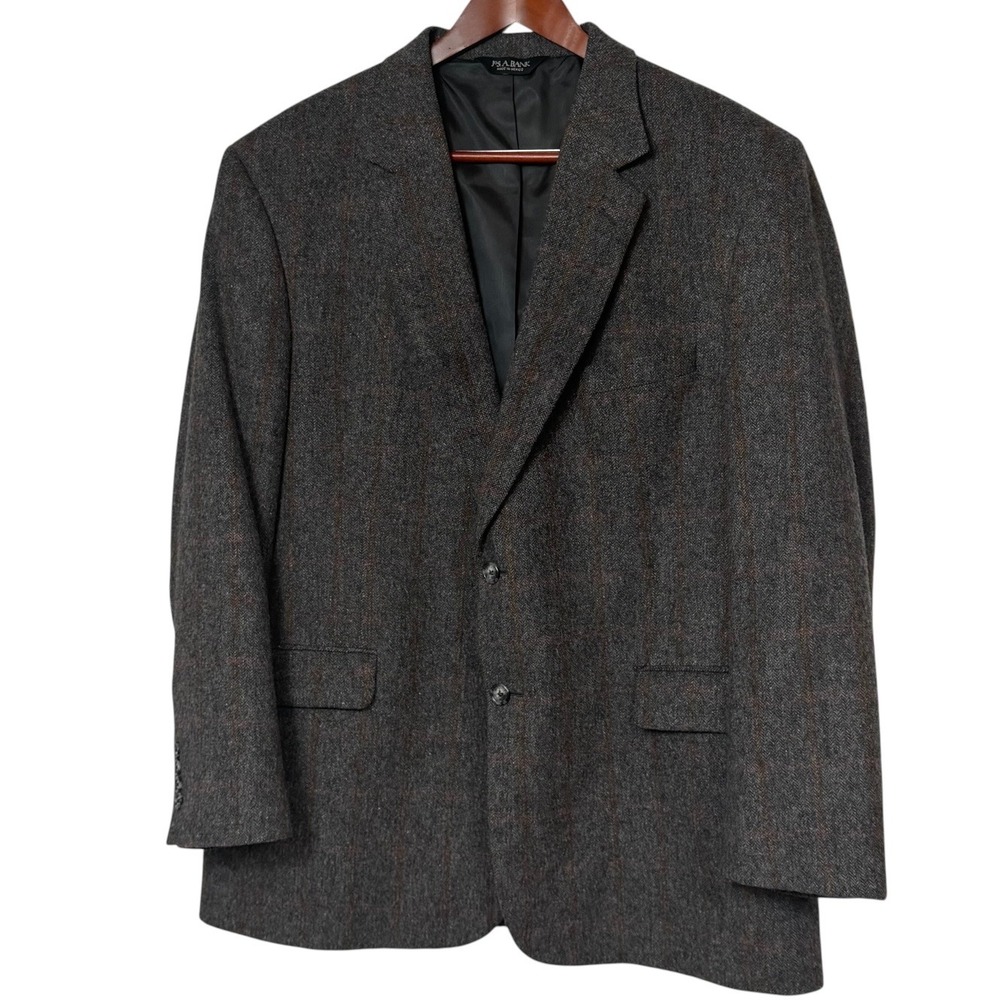 Jos. A. Bank Gordon Grey Windowpane 100% Camel Hair Sport Coat Blazer 46R